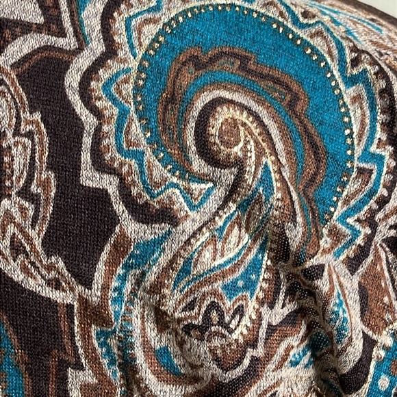 Chico's Kimono Floral Paisley gold long sleeve open front lightweight Cardigan - Picture 12 of 12